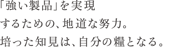 「強い製品」を実現するための、地道な努力。培った知見は、自分の種となる。