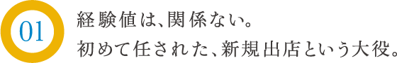 経験値は、関係ない。初めて任された、新規出店という大役。