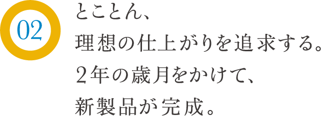 とことん、理想の仕上がりを追求する。2年の歳月をかけて、新製品が完成。