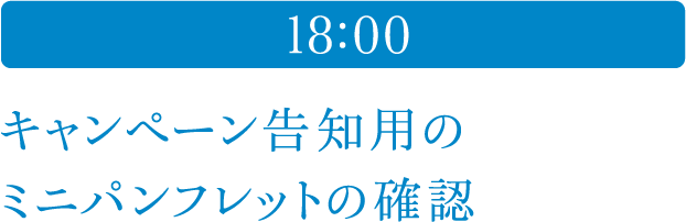 18:00 キャンペーン告知用のミニパンフレットの確認